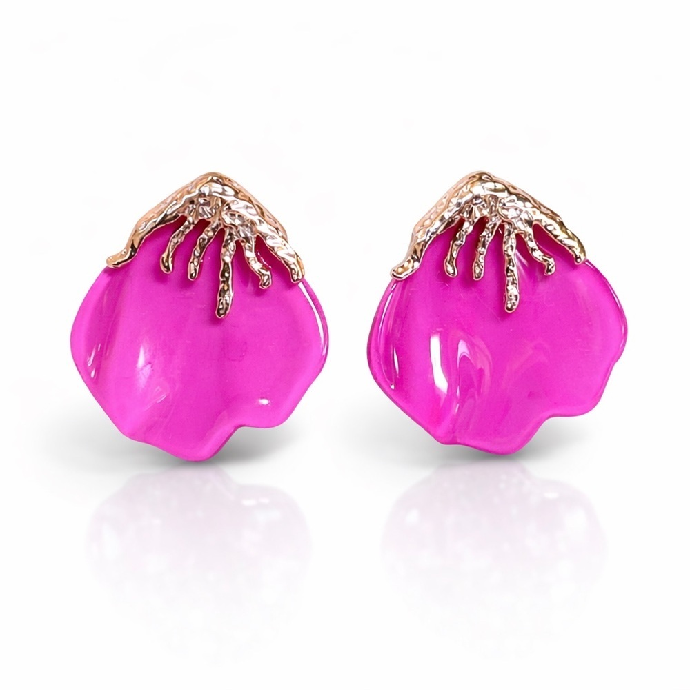 Elegant Pink and Gold Women's Earrings - Picture 1 of 6
